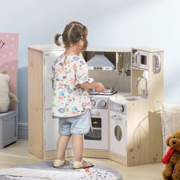 image-Corner Kids Kitchen w/ Sound Light, Phone, Microwave, Oven, Range Hood