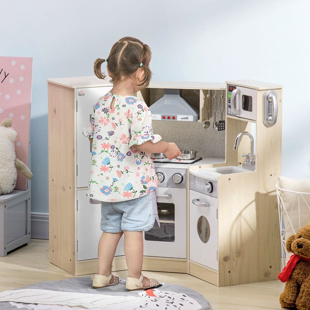 image-Corner Kids Kitchen w/ Sound Light, Phone, Microwave, Oven, Range Hood