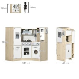 image-Corner Kids Kitchen w/ Sound Light, Phone, Microwave, Oven, Range Hood