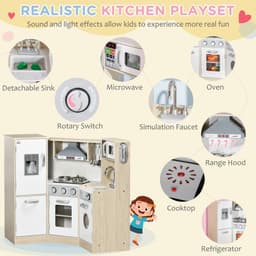 image-Corner Kids Kitchen w/ Sound Light, Phone, Microwave, Oven, Range Hood