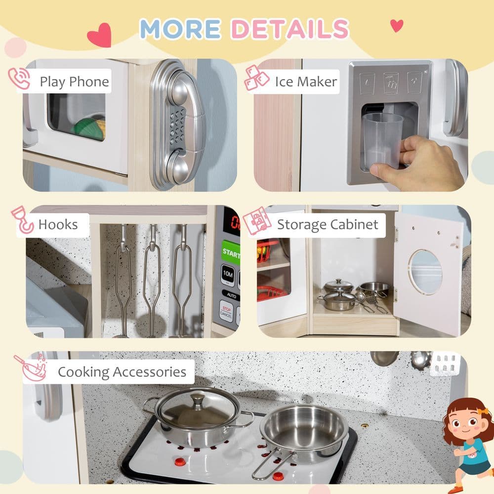 image-Corner Kids Kitchen w/ Sound Light, Phone, Microwave, Oven, Range Hood