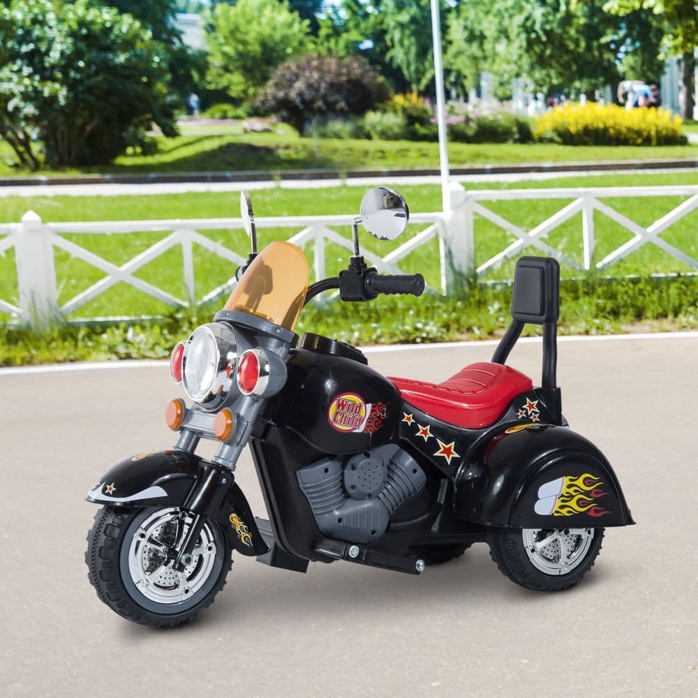 image-6V Kids Electric Motorbike Child Ride On Toy w/ Lights Sound Black HOMCOM