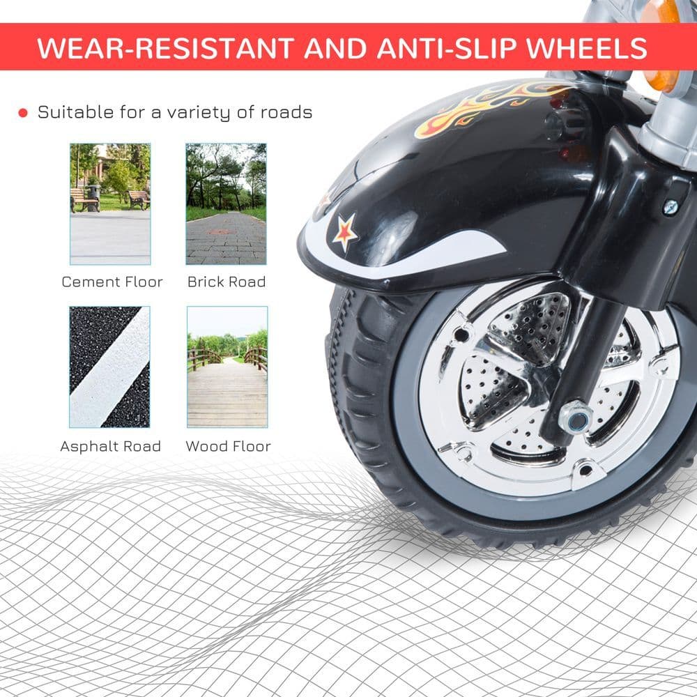 image-6V Kids Electric Motorbike Child Ride On Toy w/ Lights Sound Black HOMCOM