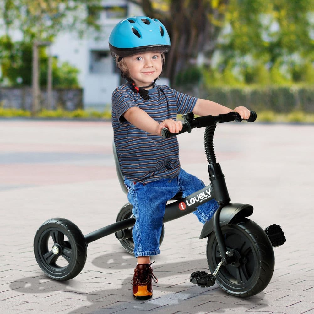 image-Baby Kids Children Toddler Tricycle Ride on Trike W/ 3 Wheels Black HOMCOM