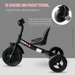 image-Baby Kids Children Toddler Tricycle Ride on Trike W/ 3 Wheels Black HOMCOM