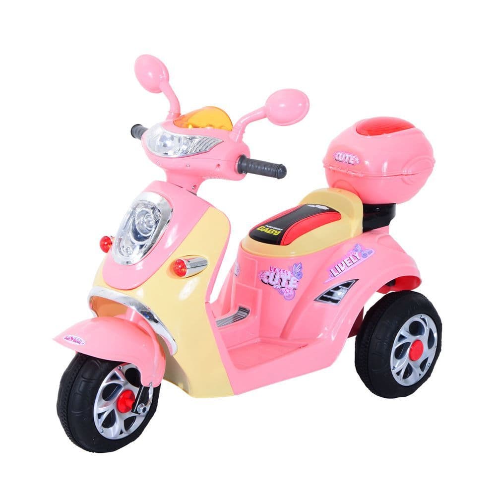image-Electric Ride on Toy Car Kids Motorbike Children Battery Tricycle Pink