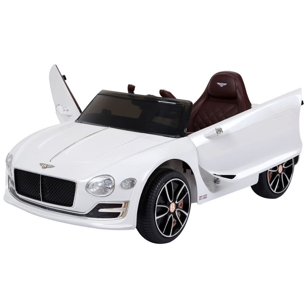 image-Electric Ride-on Car w/ LED Lights Music Parental Remote Control White HOMCOM