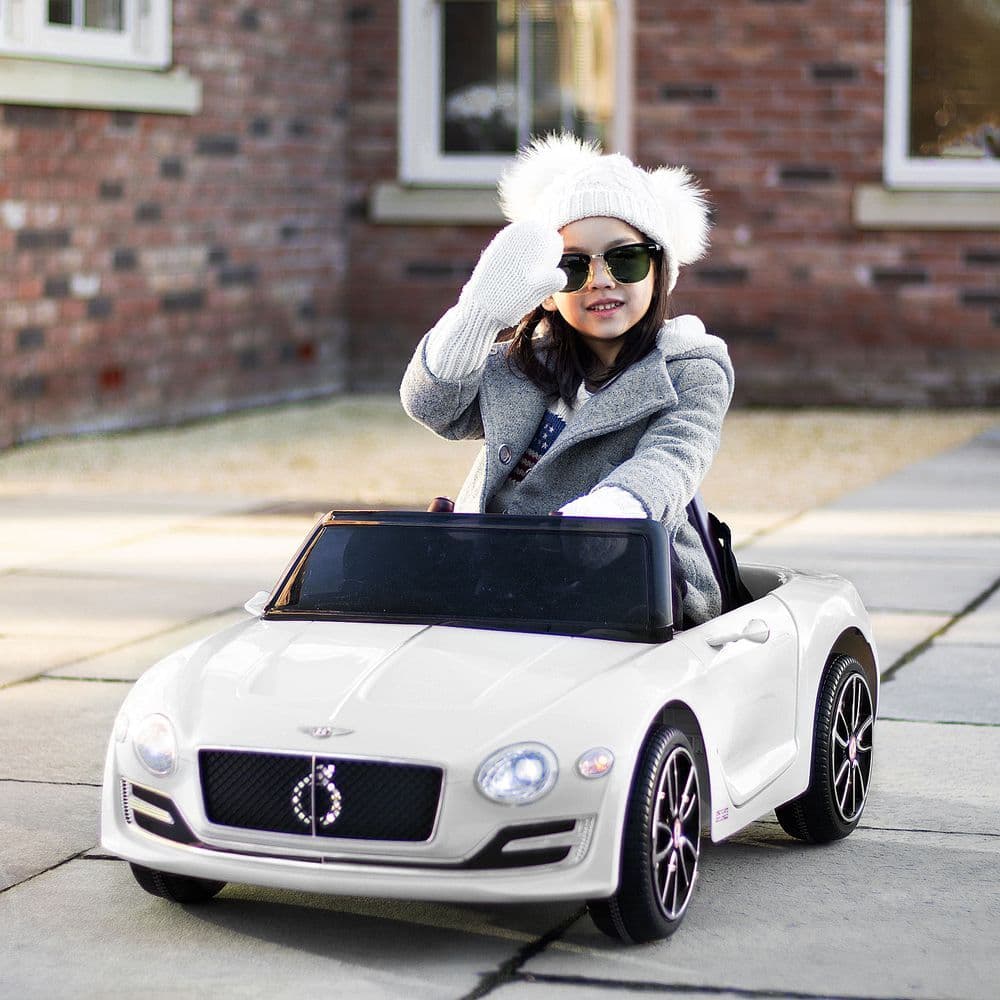 image-Electric Ride-on Car w/ LED Lights Music Parental Remote Control White HOMCOM