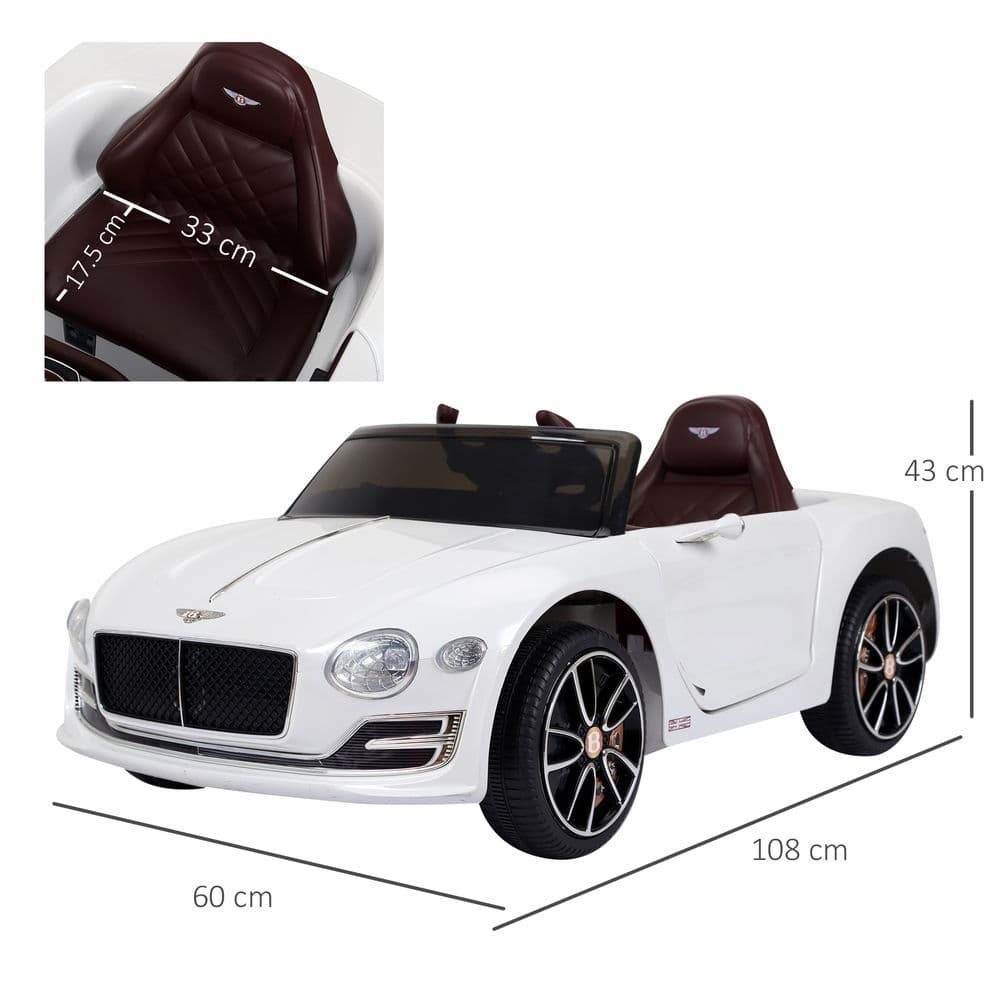 image-Electric Ride-on Car w/ LED Lights Music Parental Remote Control White HOMCOM