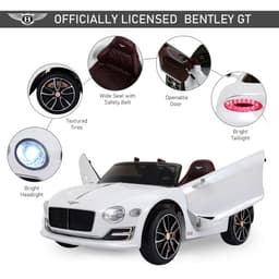 image-Electric Ride-on Car w/ LED Lights Music Parental Remote Control White HOMCOM