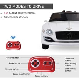 image-Electric Ride-on Car w/ LED Lights Music Parental Remote Control White HOMCOM