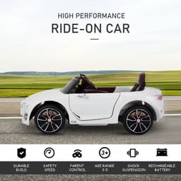 image-Electric Ride-on Car w/ LED Lights Music Parental Remote Control White HOMCOM