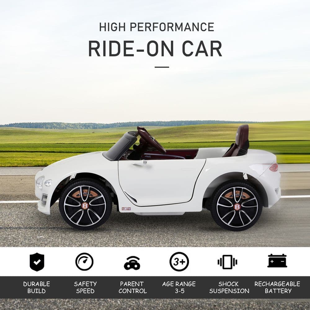 image-Electric Ride-on Car w/ LED Lights Music Parental Remote Control White HOMCOM