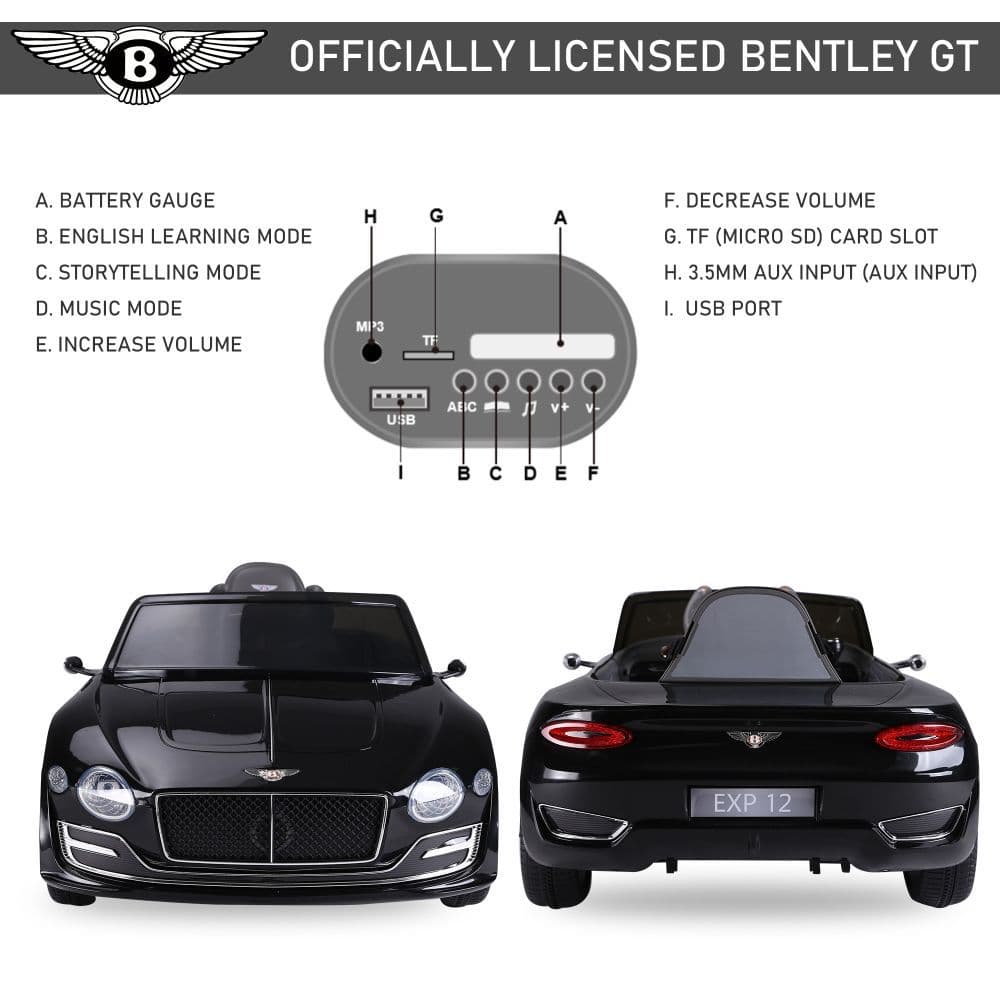 image-Electric Ride-on Car w/ LED Lights Music Parental Remote Control Black