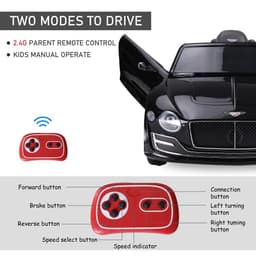 image-Electric Ride-on Car w/ LED Lights Music Parental Remote Control Black