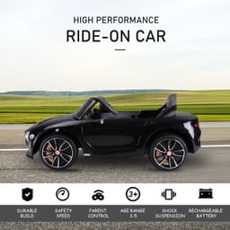 image-Electric Ride-on Car w/ LED Lights Music Parental Remote Control Black