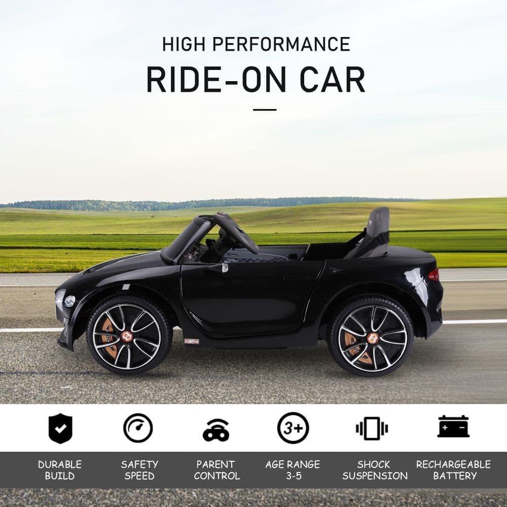 image-Electric Ride-on Car w/ LED Lights Music Parental Remote Control Black