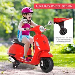 image-Kids Ride On Licensed Vespa Motorcycle 6V Boys Girls Music LED Lights