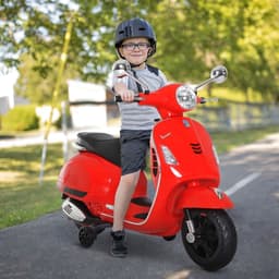 image-Kids Ride On Licensed Vespa Motorcycle 6V Boys Girls Music LED Lights
