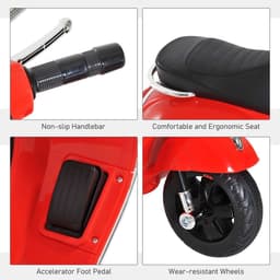 image-Kids Ride On Licensed Vespa Motorcycle 6V Boys Girls Music LED Lights