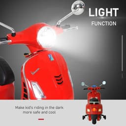 image-Kids Ride On Licensed Vespa Motorcycle 6V Boys Girls Music LED Lights