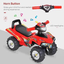 image-Kids Ride On Quads Boys Girls LED Lights Horn Music Toys 4 Wheels Red HOMCOM