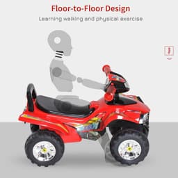 image-Kids Ride On Quads Boys Girls LED Lights Horn Music Toys 4 Wheels Red HOMCOM