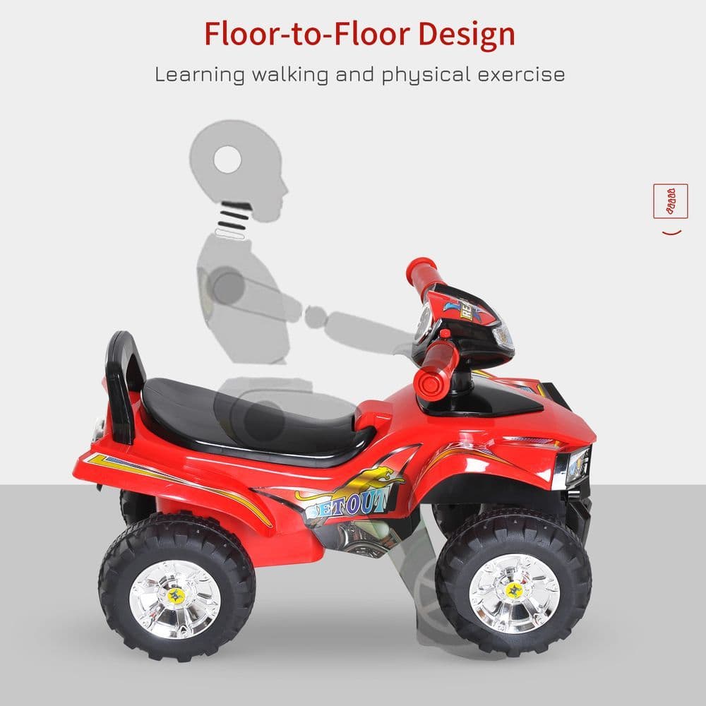 image-Kids Ride On Quads Boys Girls LED Lights Horn Music Toys 4 Wheels Red HOMCOM