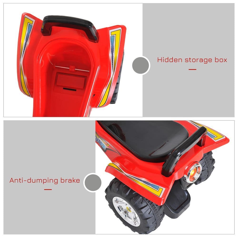 image-Kids Ride On Quads Boys Girls LED Lights Horn Music Toys 4 Wheels Red HOMCOM