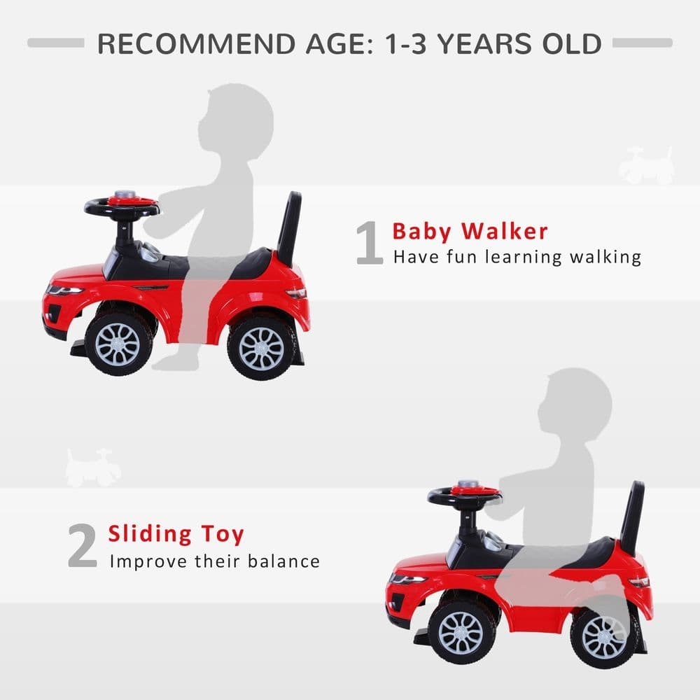 image-3-in-1 Ride On Car Foot To Floor Slider Toddler w/ Horn Steering Red
