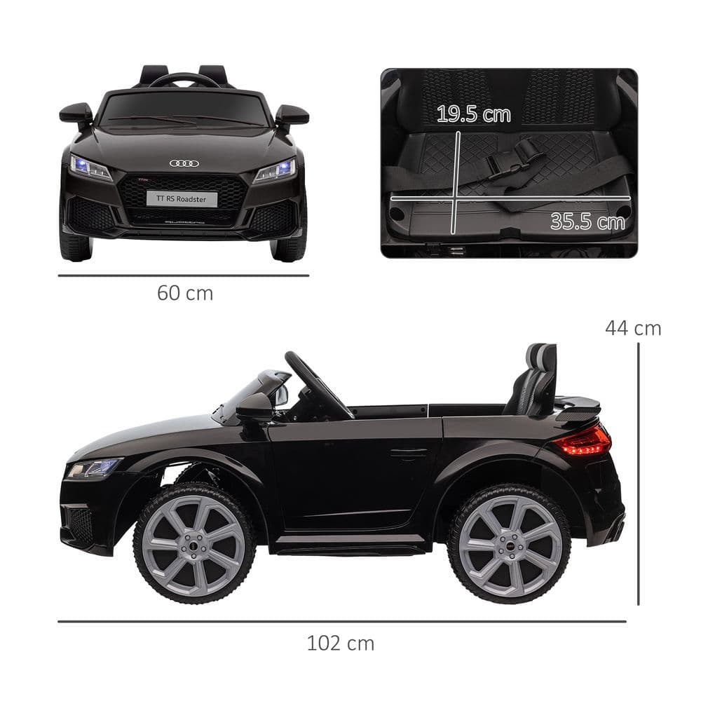image-12V Battery Licensed Audi TT Ride On Car w/ Remote Headlight MP3 Black