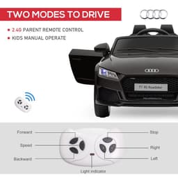 image-12V Battery Licensed Audi TT Ride On Car w/ Remote Headlight MP3 Black