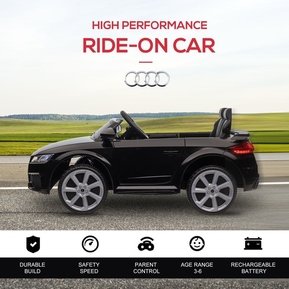 image-12V Battery Licensed Audi TT Ride On Car w/ Remote Headlight MP3 Black