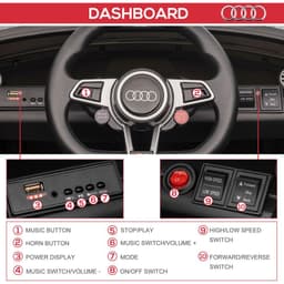 image-12V Battery Licensed Audi TT Ride On Car w/ Remote Headlight MP3 Black
