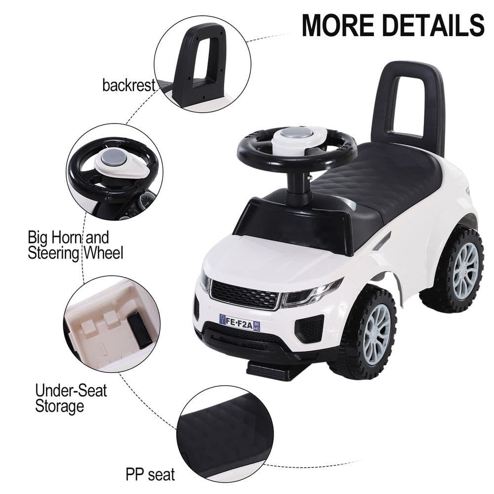image-3-in-1 Ride On Car Foot To Floor Slider Toddler w/ Horn Steering White