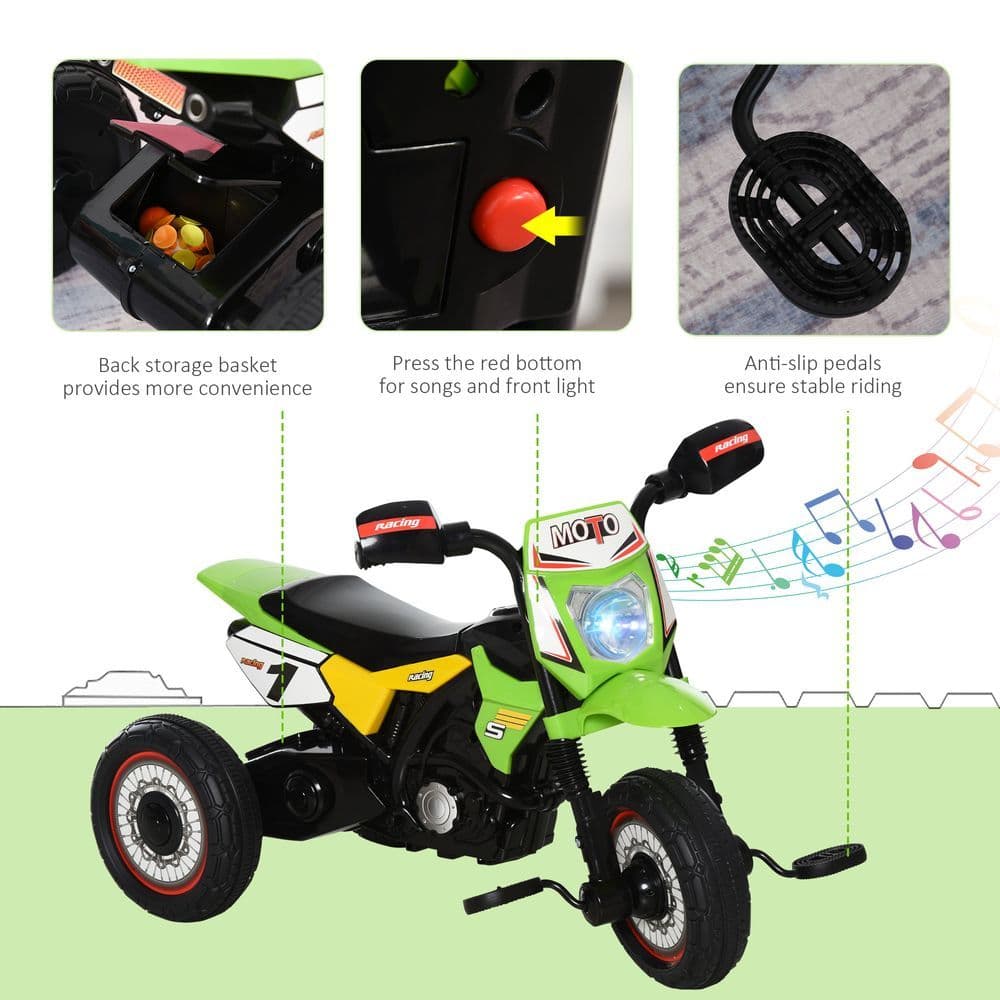 image-Toddler Pedal Tricycle Ride-On Learning Music Lights 18-36 Months Green