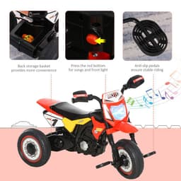 image-Toddler Pedal Tricycle Ride-On Learning Music Lights 18-36 Months Red