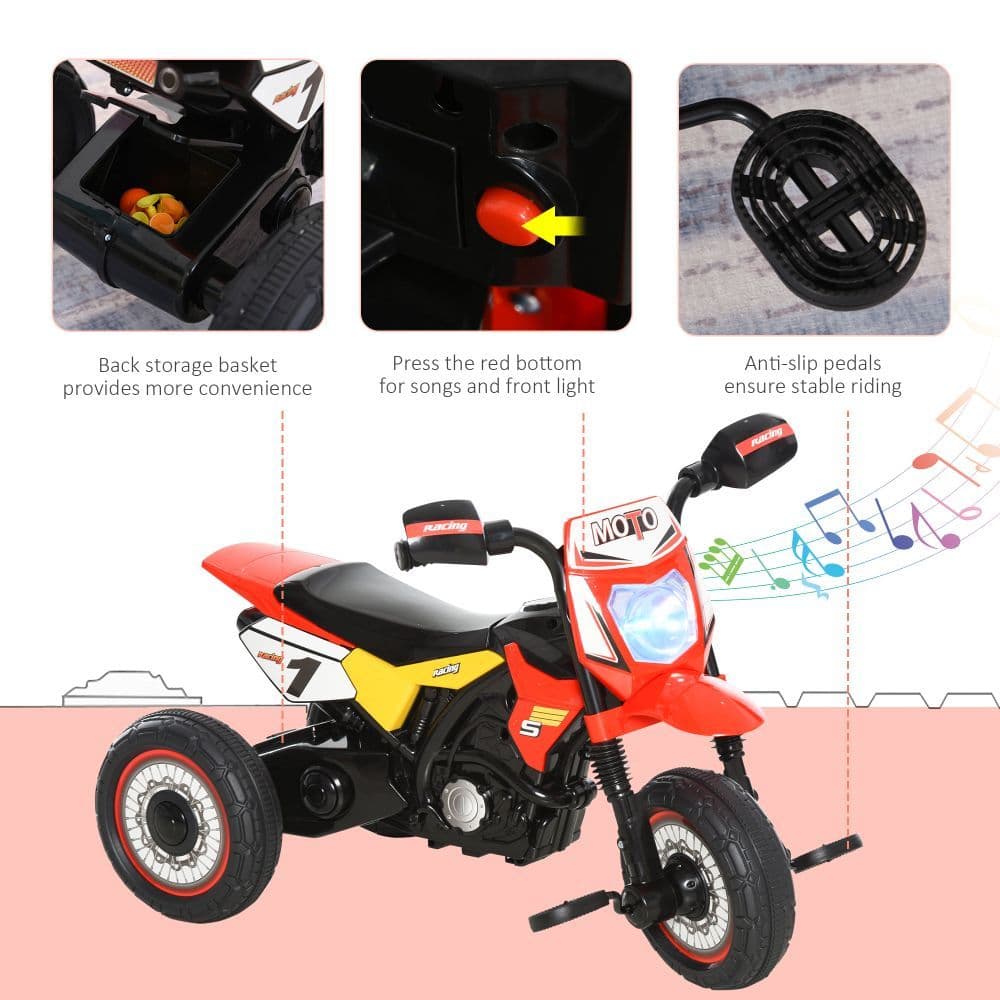image-Toddler Pedal Tricycle Ride-On Learning Music Lights 18-36 Months Red