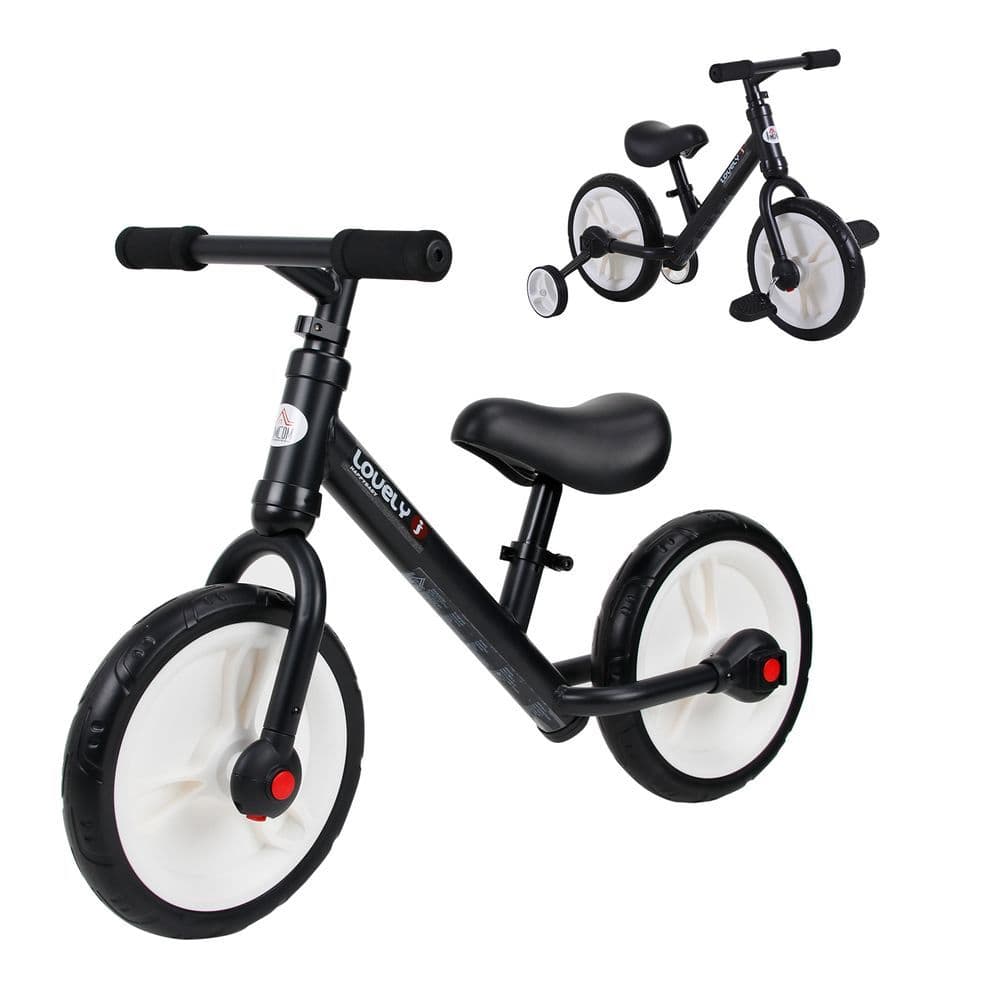 image-Kids Balance Training Bike Toy w/ Stabilizers For Child 2-5 Years Black