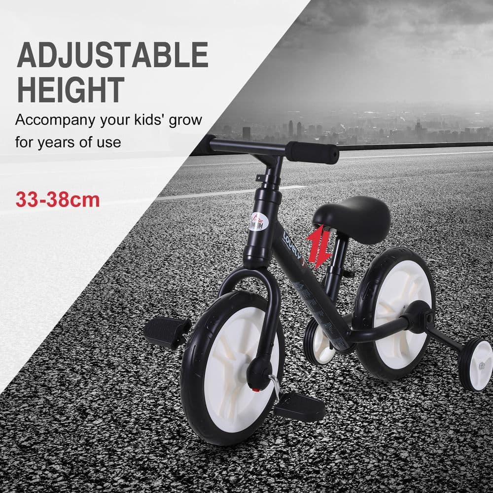 image-Kids Balance Training Bike Toy w/ Stabilizers For Child 2-5 Years Black