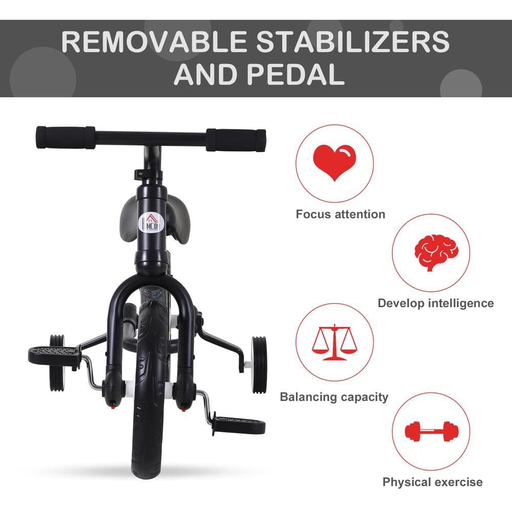 image-Kids Balance Training Bike Toy w/ Stabilizers For Child 2-5 Years Black