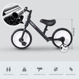 image-Kids Balance Training Bike Toy w/ Stabilizers For Child 2-5 Years Black