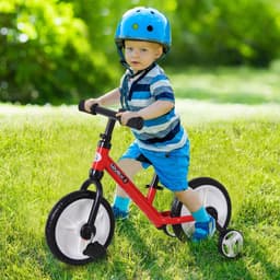 image-Kids Balance Training Bike Toy w/ Stabilizers For Child 2-5 Years Red HOMCOM