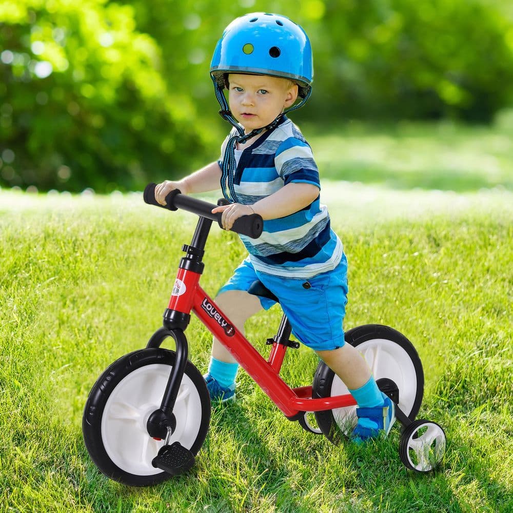 image-Kids Balance Training Bike Toy w/ Stabilizers For Child 2-5 Years Red HOMCOM