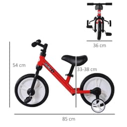 image-Kids Balance Training Bike Toy w/ Stabilizers For Child 2-5 Years Red HOMCOM