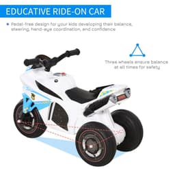 image-HOMCOM Kids Ride-On Police Bike 3-Wheel Vehicle w/ Music Lights 18-36 Mths