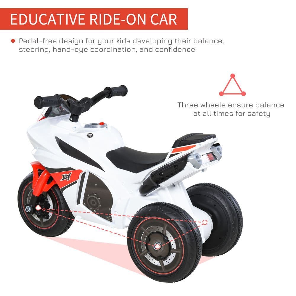 image-Kids Ride-On Police Bike 3-Wheel Vehicle w/ Music Lights 18-36 Mths HOMCOM