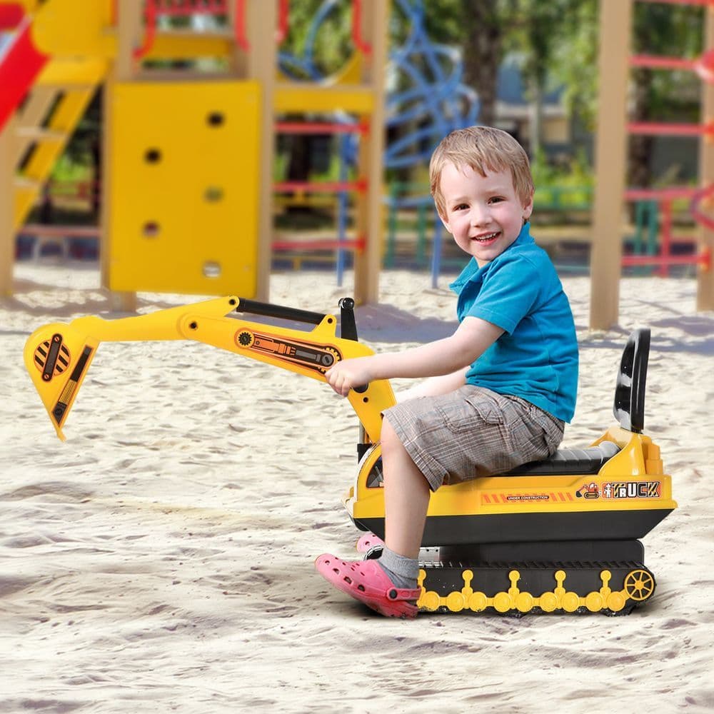 image-Ride On Excavator Toy Tractors Digger Movable Walker Construction Truck HOMCOM