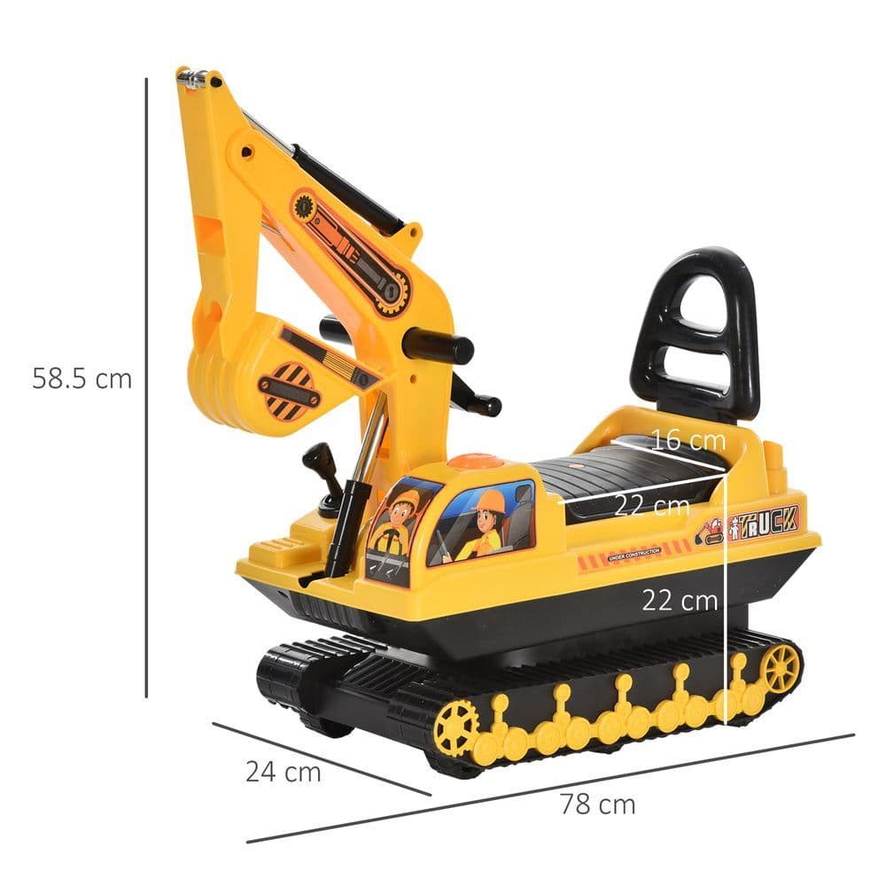 image-Ride On Excavator Toy Tractors Digger Movable Walker Construction Truck HOMCOM