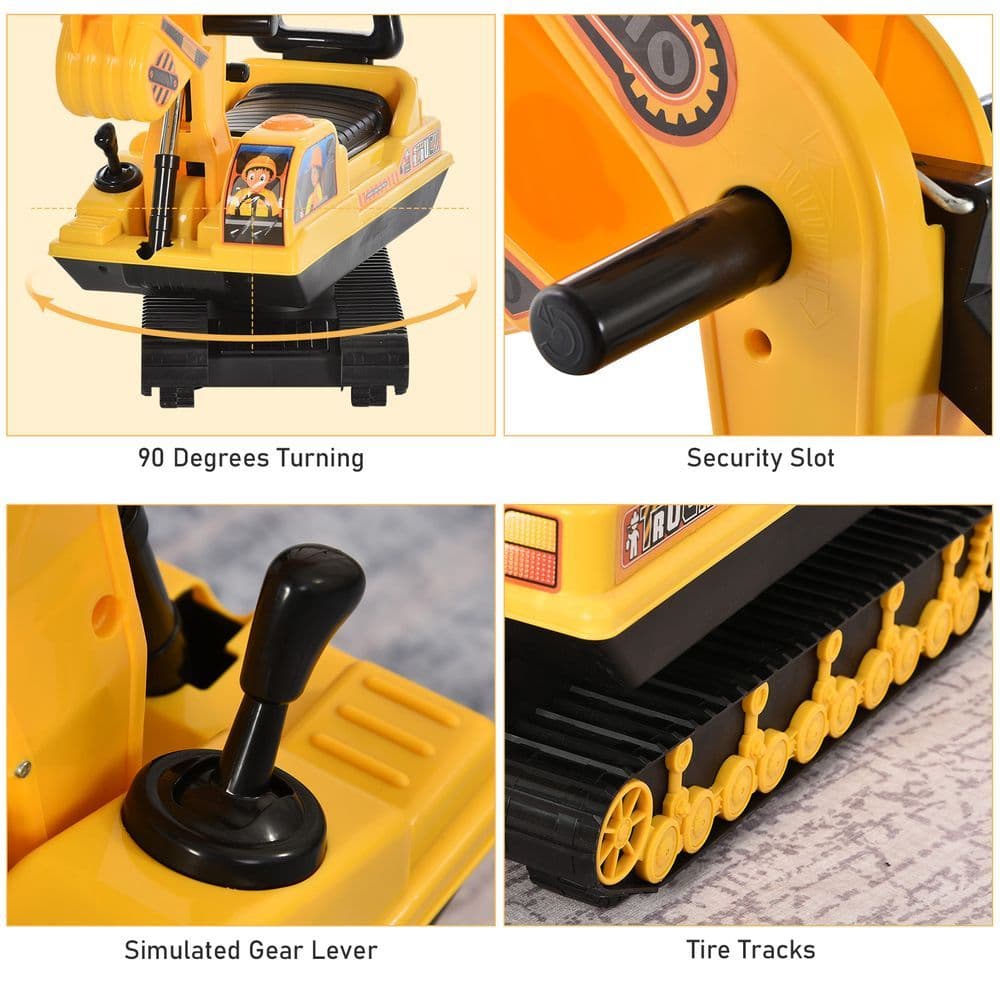 image-Ride On Excavator Toy Tractors Digger Movable Walker Construction Truck HOMCOM